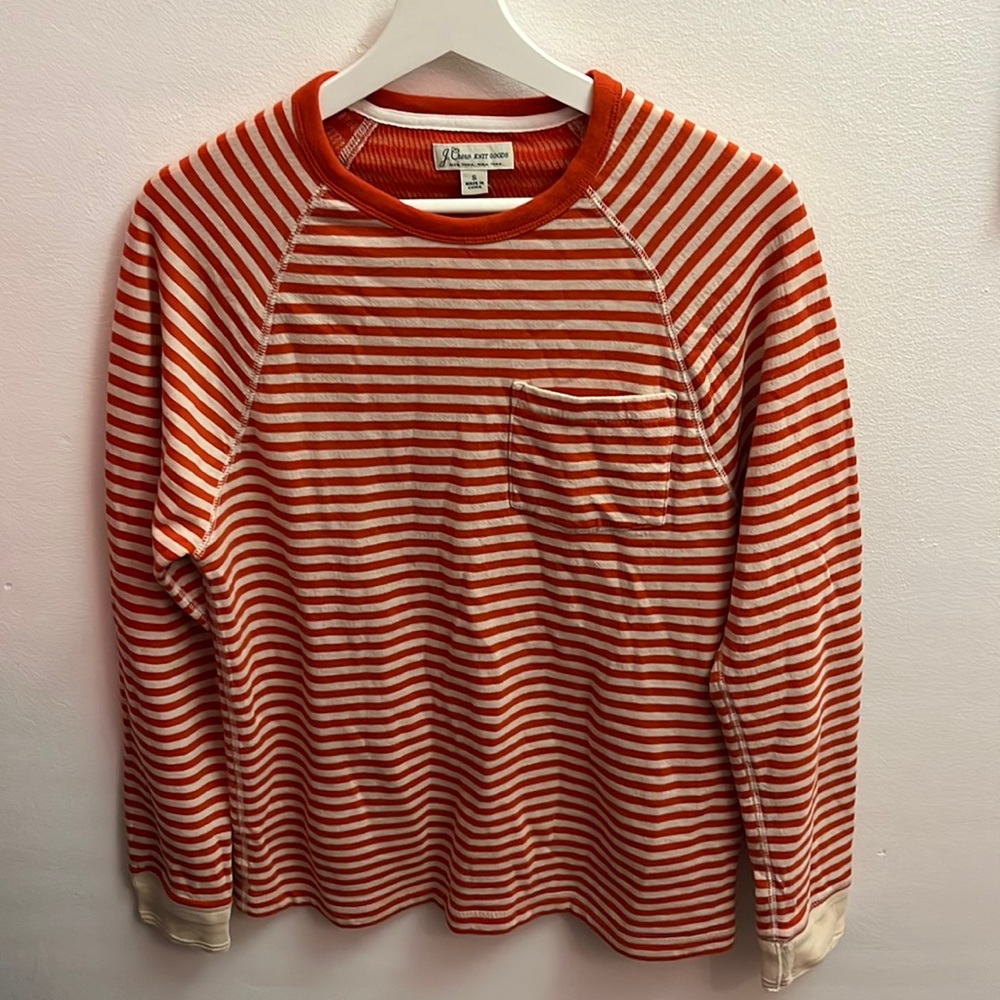 Men's J. CREW (ORANGE+WHITE) Knit Long Sleeve